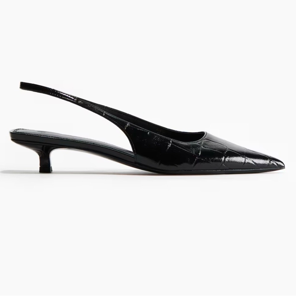 H&M Black Slingback Kitten Heels